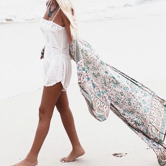 Trendy Boho Floral Kimono Cardigan Beach Coverup - Picture 3 of 8